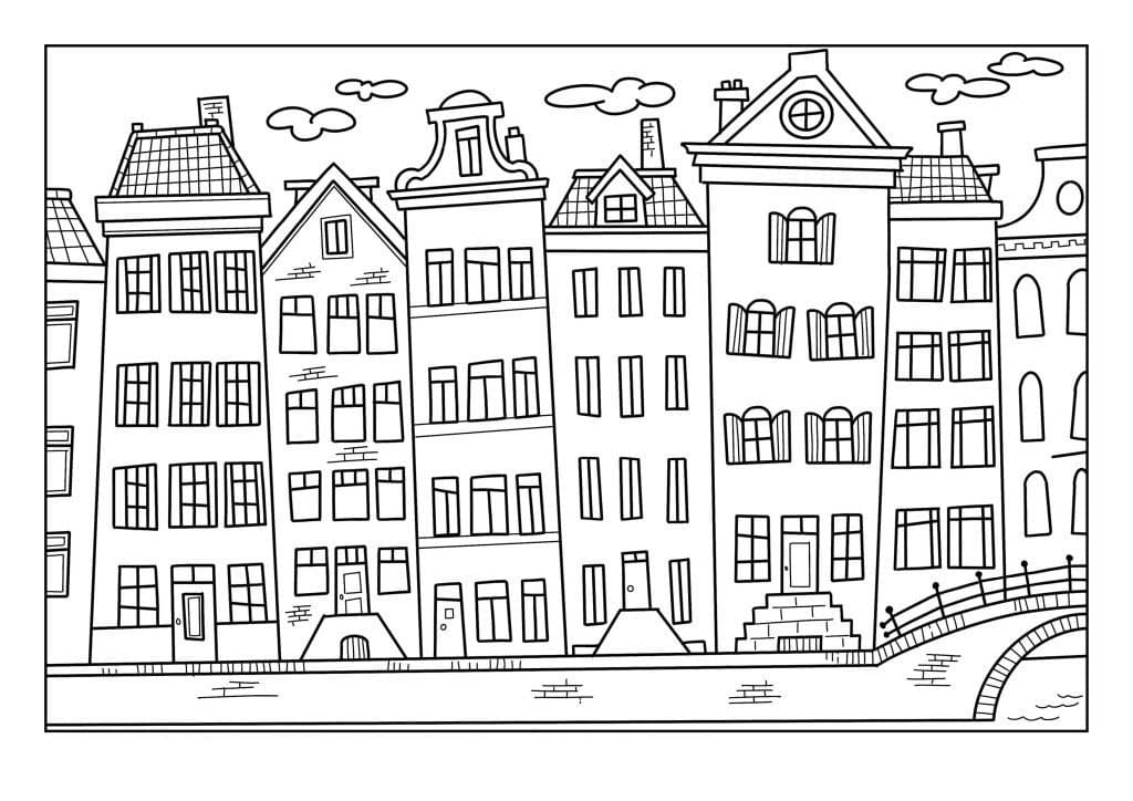 Amsterdamse huisjes afdrukbaar