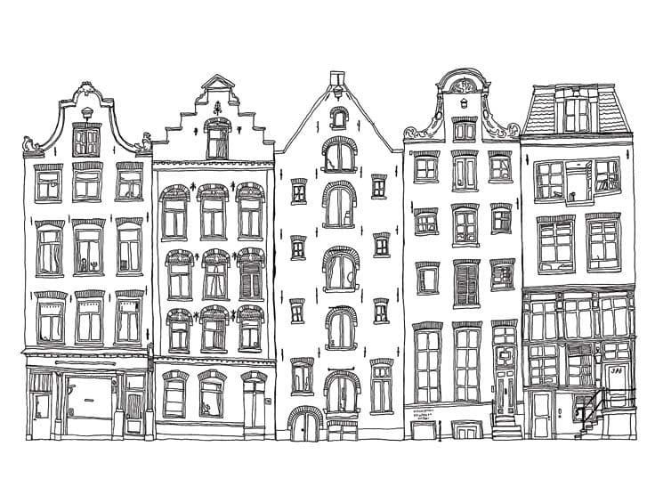 Tekenen amsterdamse huisjes gratis afdrukbaar