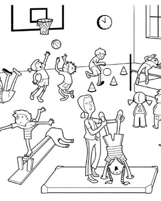 Tekenen gymzaal afdrukbaar