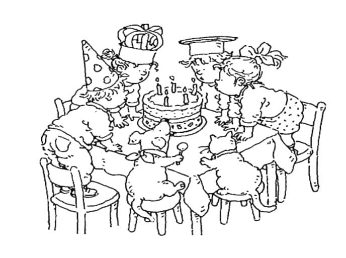 Tekening Feest op school gratis afdrukbaar