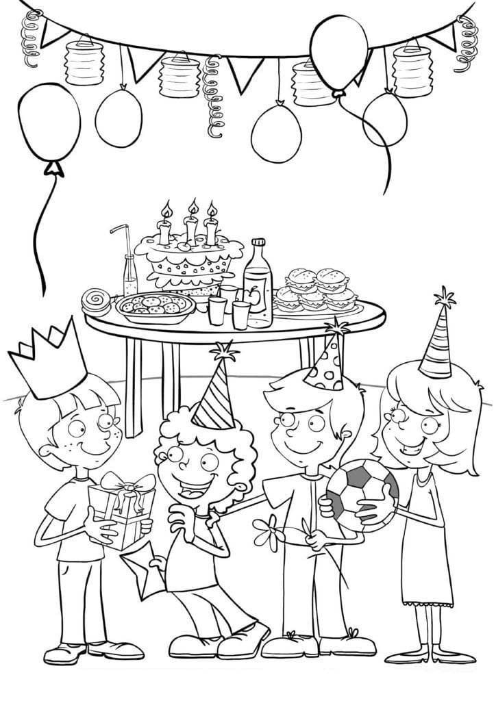 Tekening Feest op school gratis