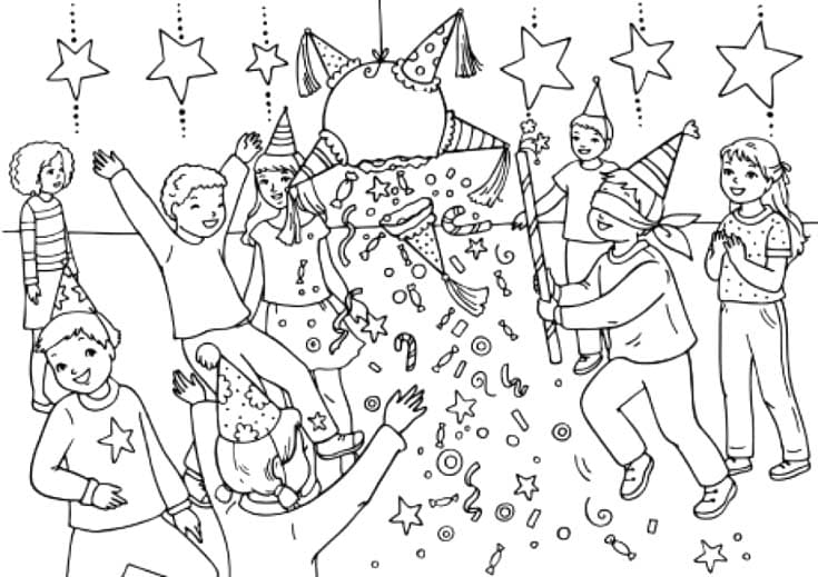 Tekening Feest op school simpel