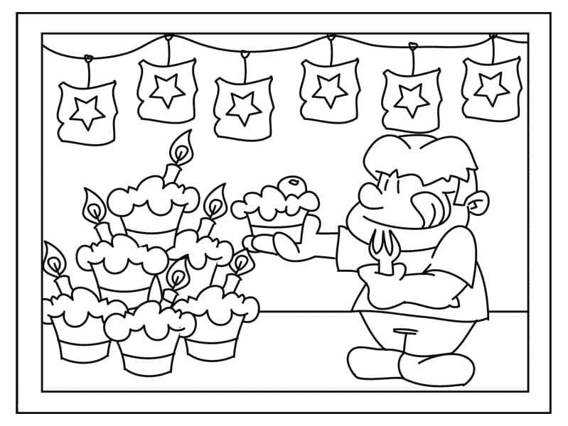 Tekening feest verjaardag afdrukbaar