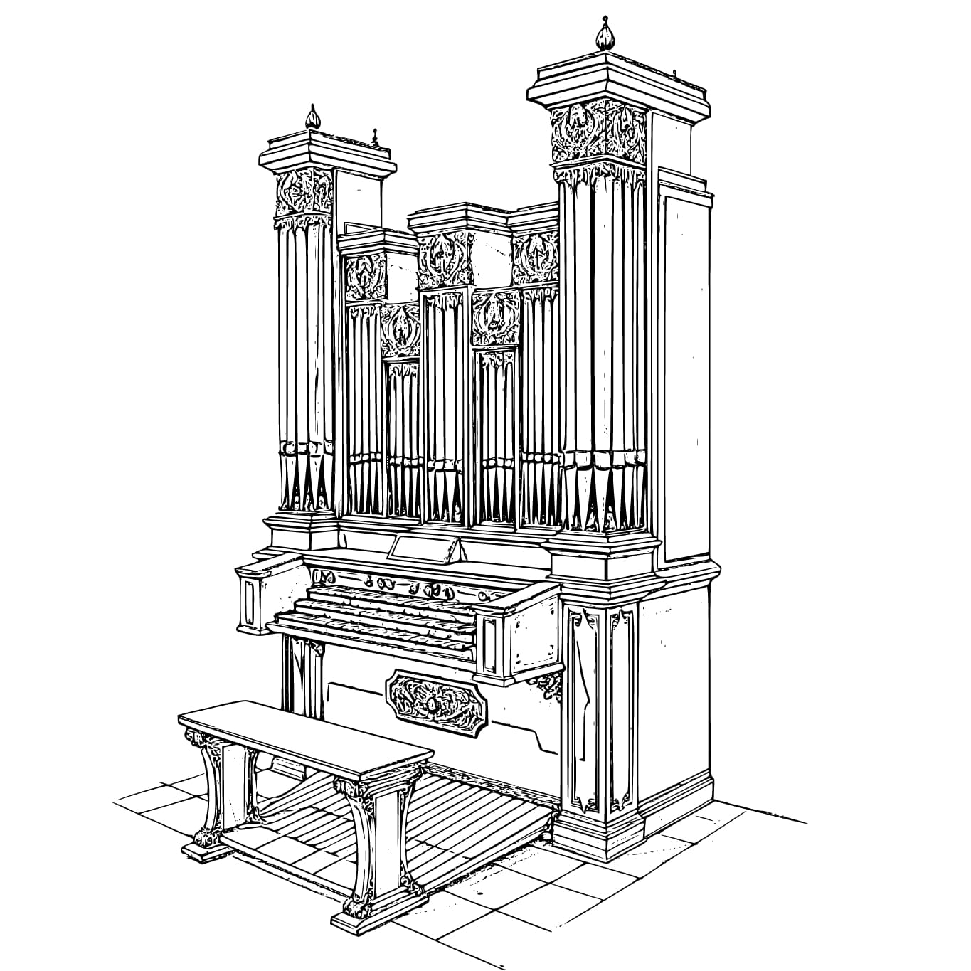 Tekening Orgel gratis voor kinderen