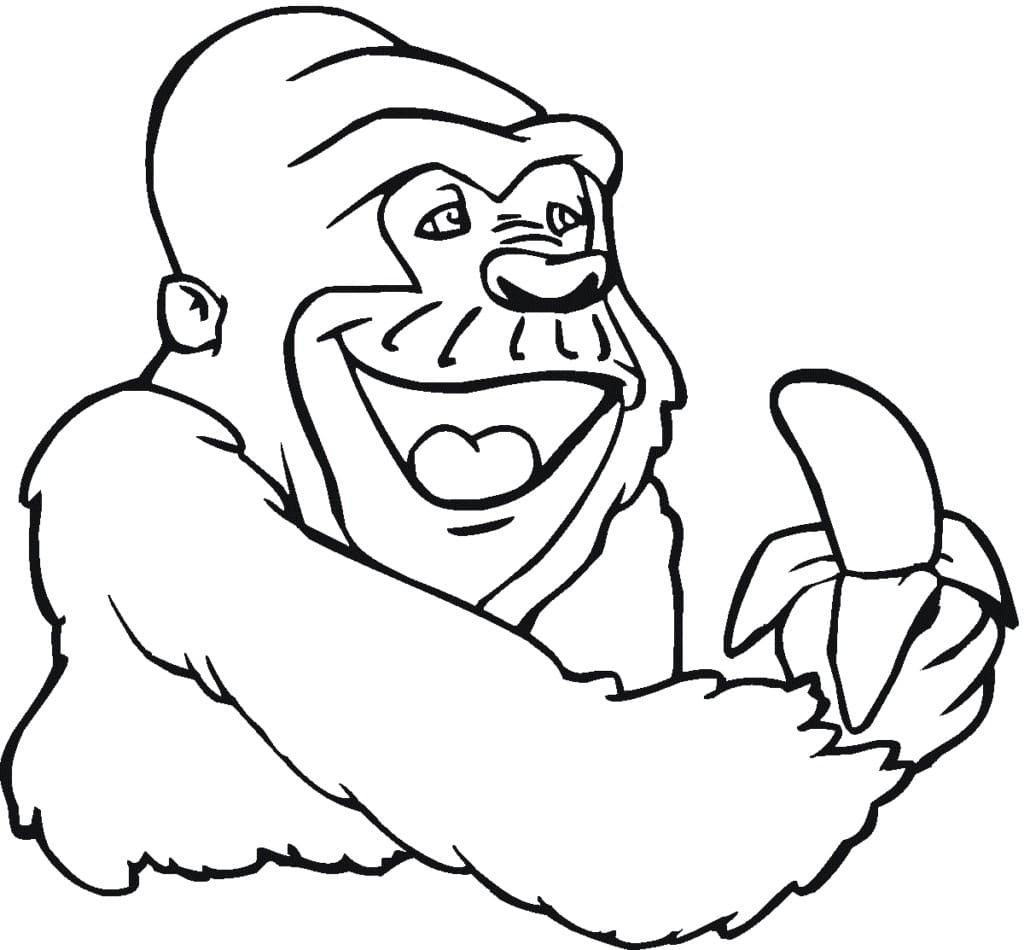 Tekenen Aap met Banaan voor kinderen