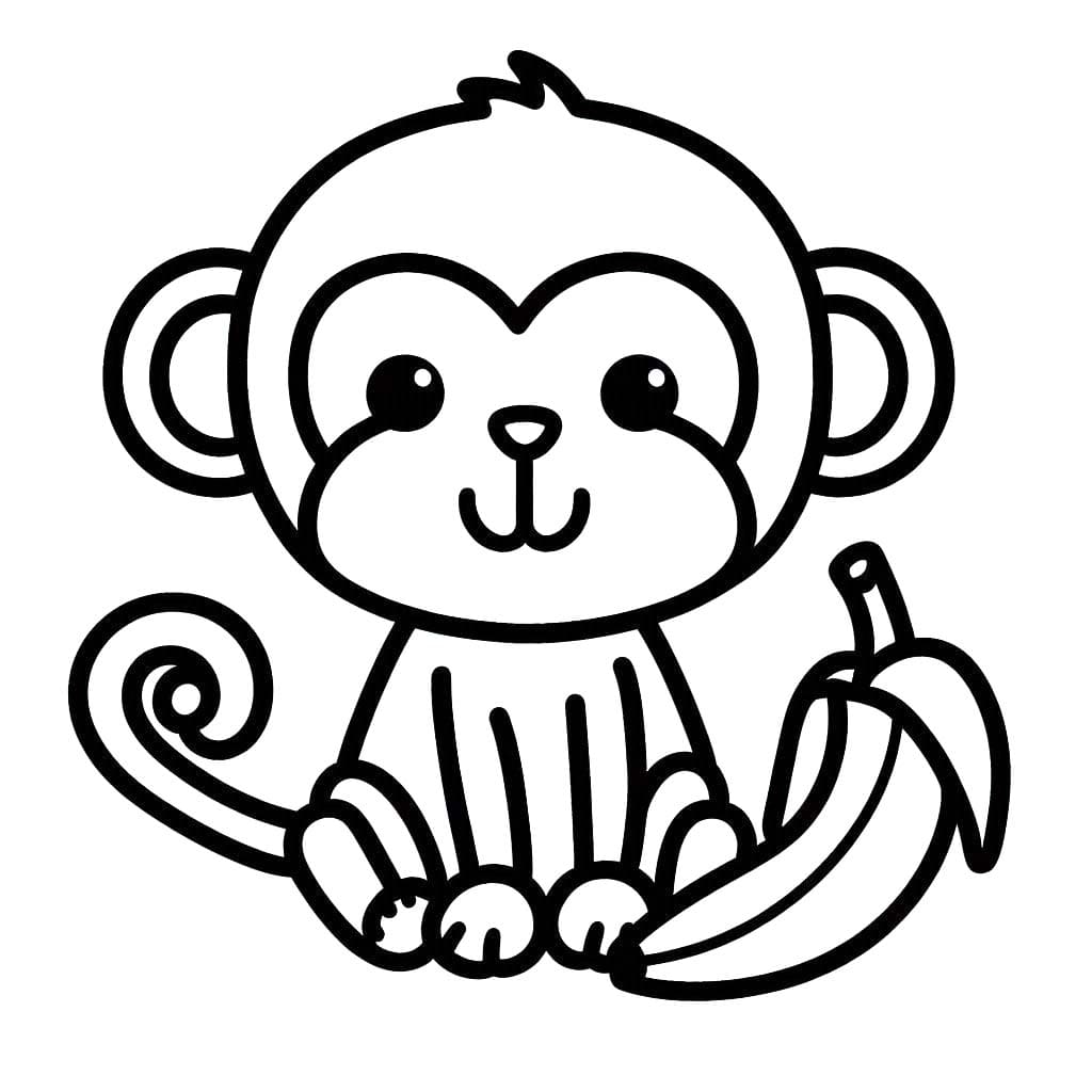 Tekenen Afbeelding Aap met Banaan