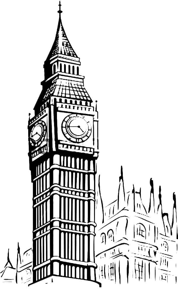 Tekenen afdrukbare Big Ben