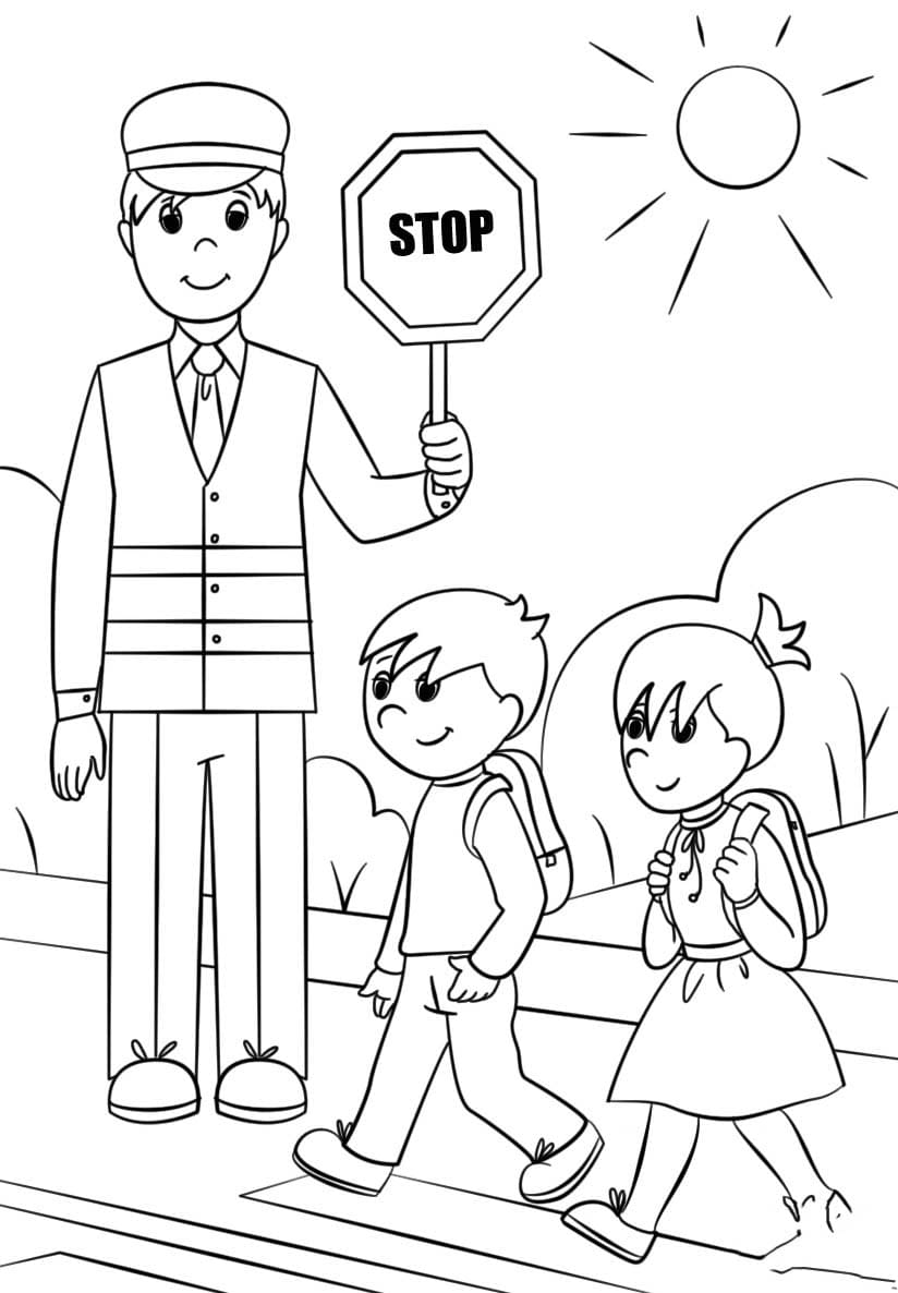 Tekening Oversteken afdrukbaar voor kinderen