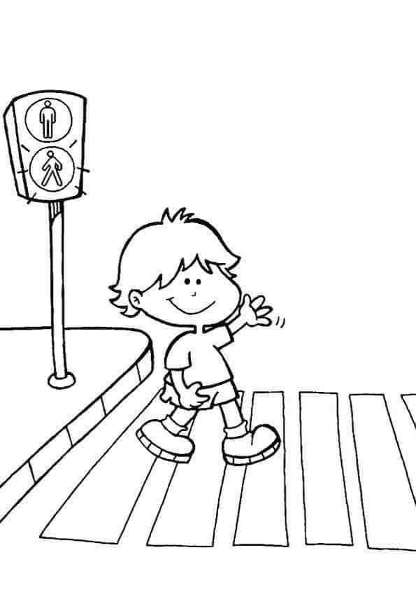 Tekening Oversteken basis bij kinderen
