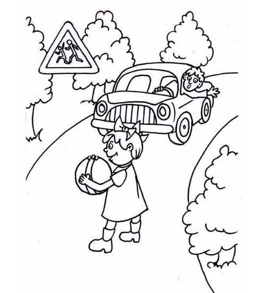 Tekening Oversteken eenvoudig bij kinderen