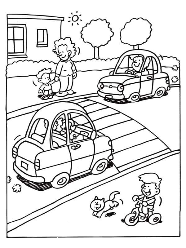 Tekening Oversteken gratis afdrukbaar