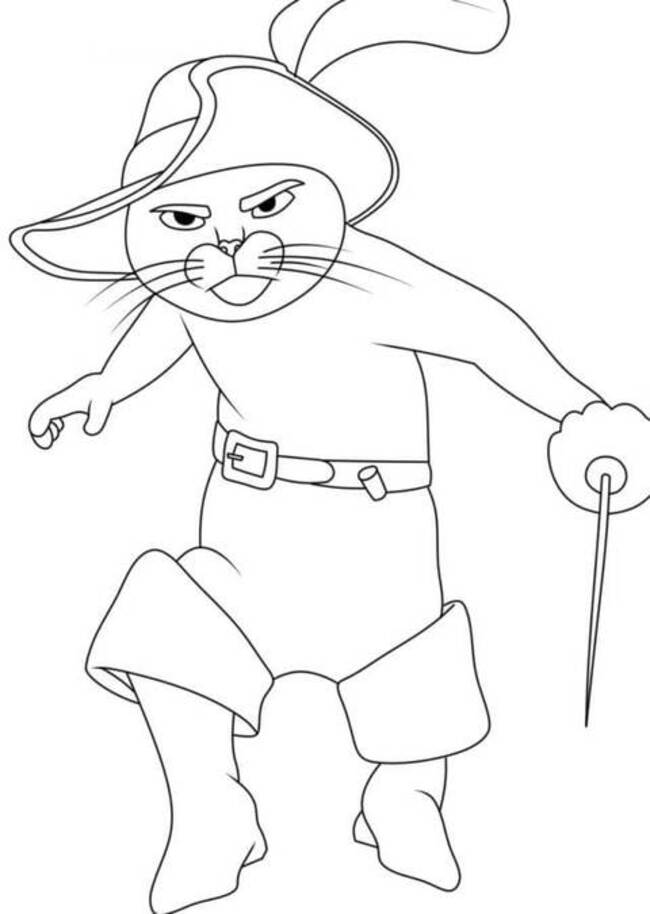 Gelaarsde Kat afdrukbaar