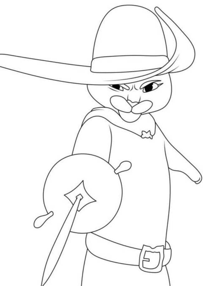 Gelaarsde Kat afdrukbaar simpel