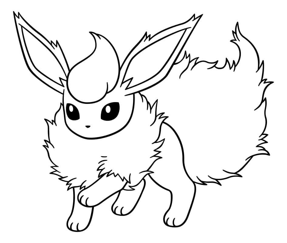 Tekenen Flareon afdrukbaar voor kinderen