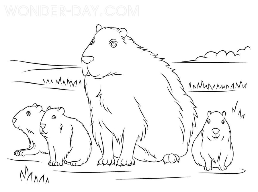 Capibara afdrukbare simpel