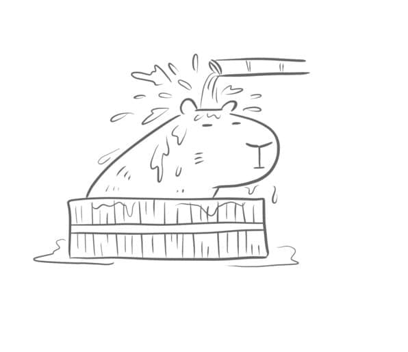 Tekenen Capibara douchen