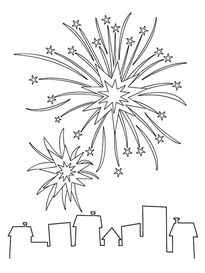 Tekenen Vuurwerk afdrukbare eenvoudig