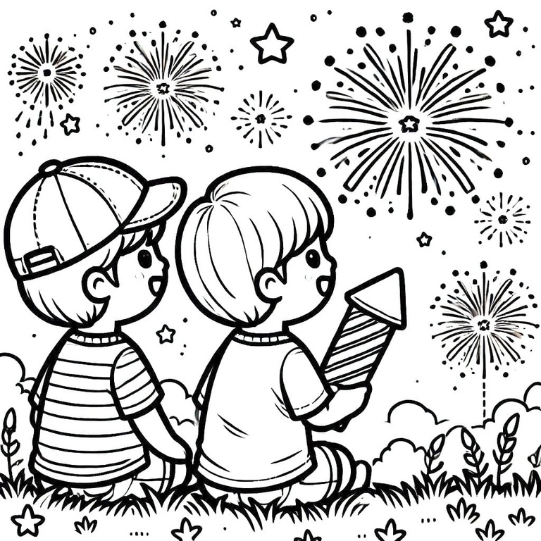 Tekenen Vuurwerk gratis afdrukbaar