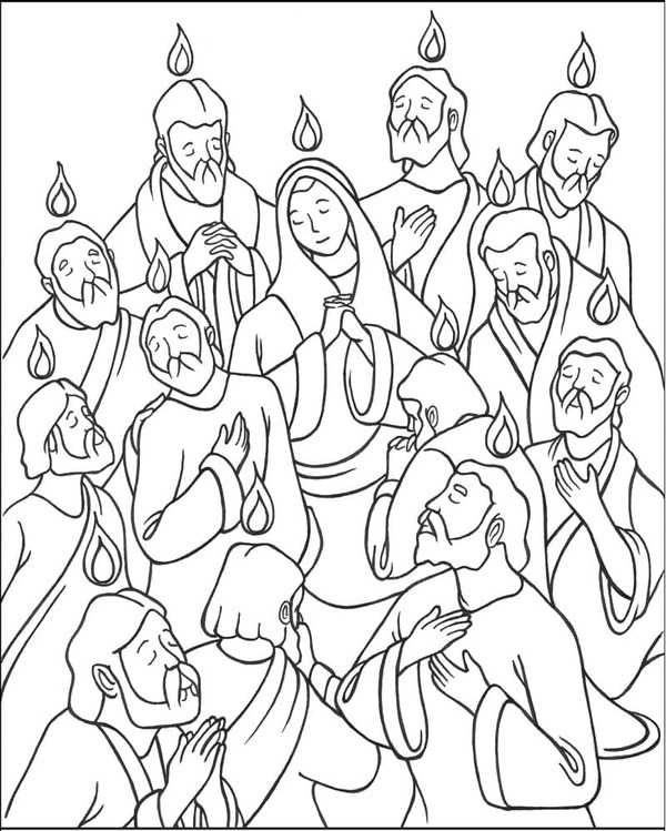 Tekening Pinksteren gratis afdrukbare basis