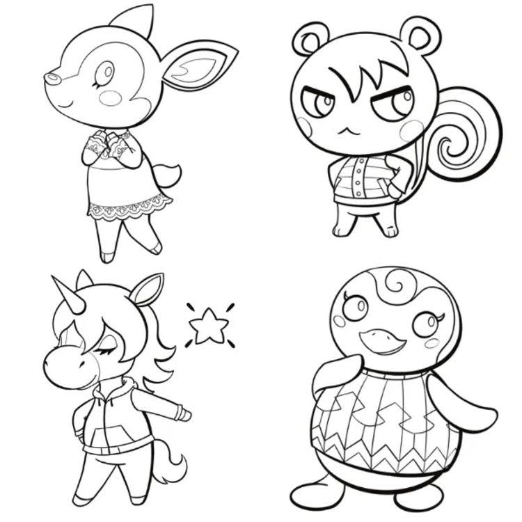 Tekenen Animal Crossing afdrukbare basis