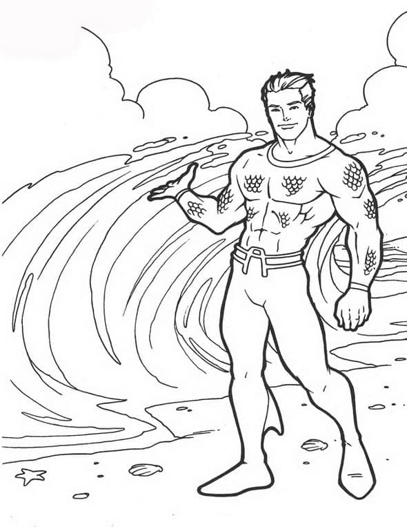 Tekenen Aquaman gratis afdrukbaar basis