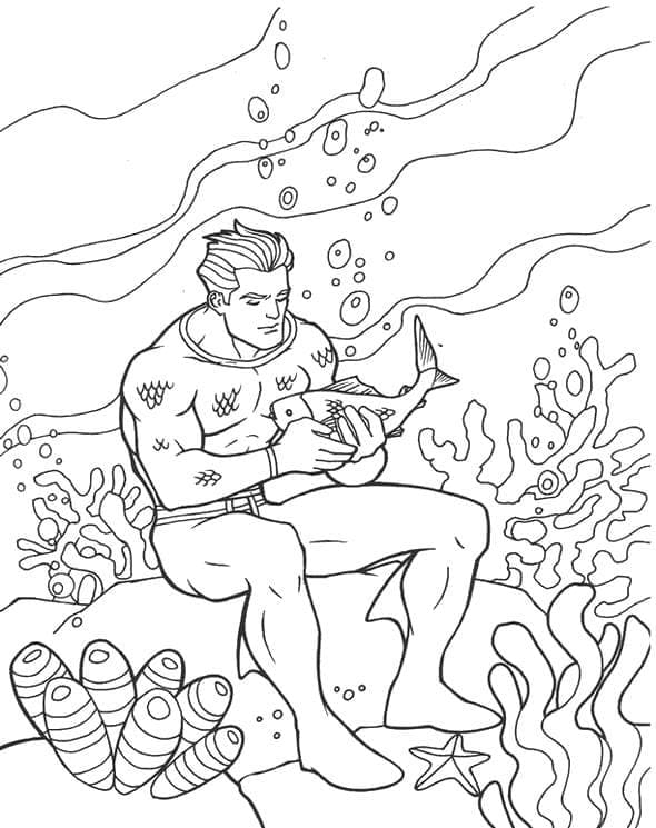 Tekenen Aquaman gratis afdrukbaar eenvoudig
