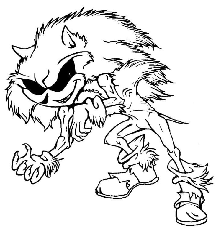 Tekenen Sonic Exe gratis afdrukbare basis