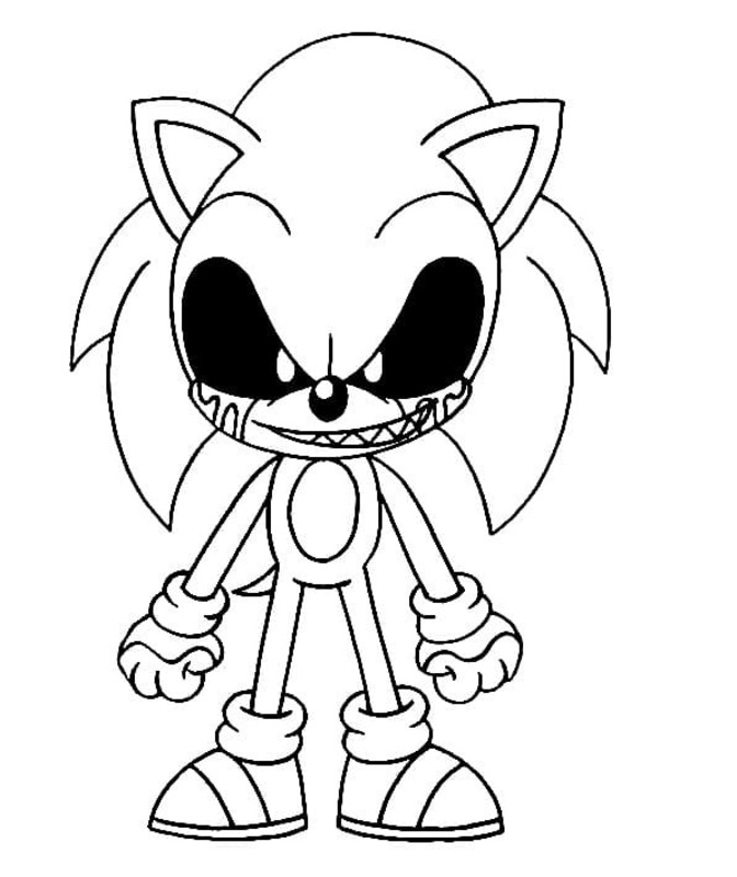 Tekenen Sonic Exe gratis afdrukbare simpel