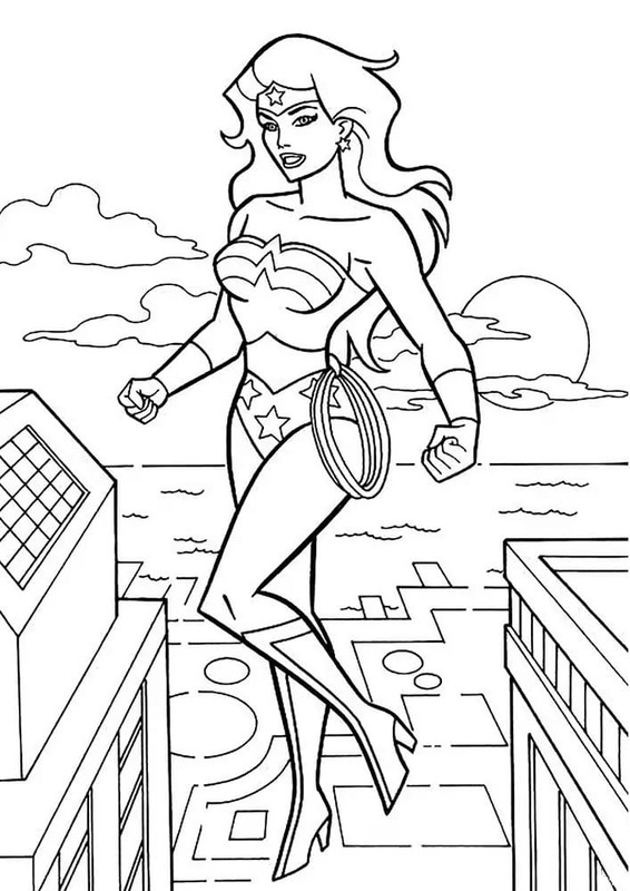 Tekenen Wonder Woman afdrukbaar eenvoudig