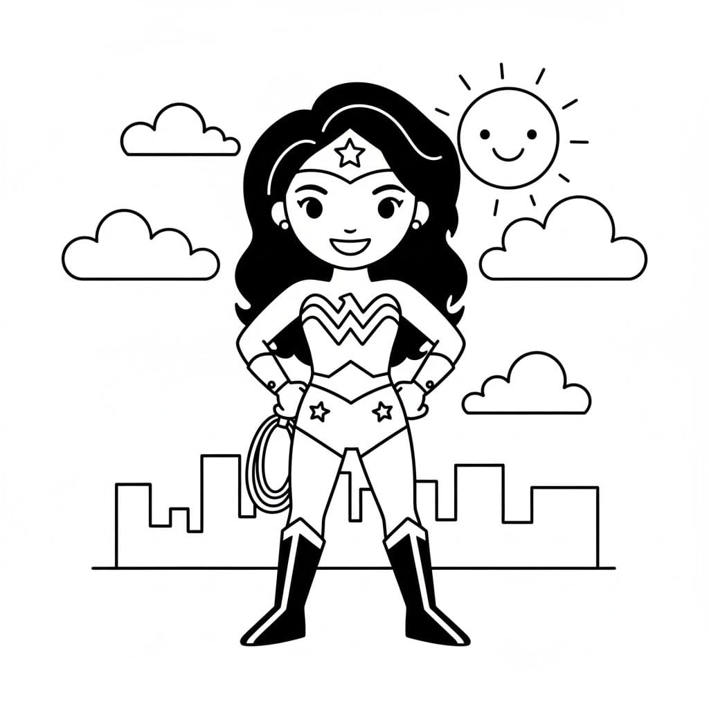 Tekenen Wonder Woman gratis afdrukbaar