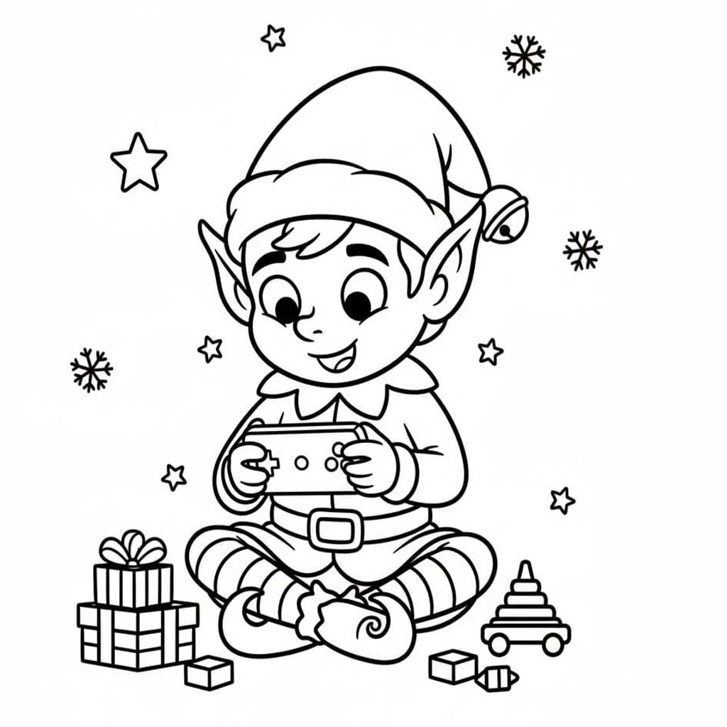 Kerstelf gratis afdrukbaar voor kinderen