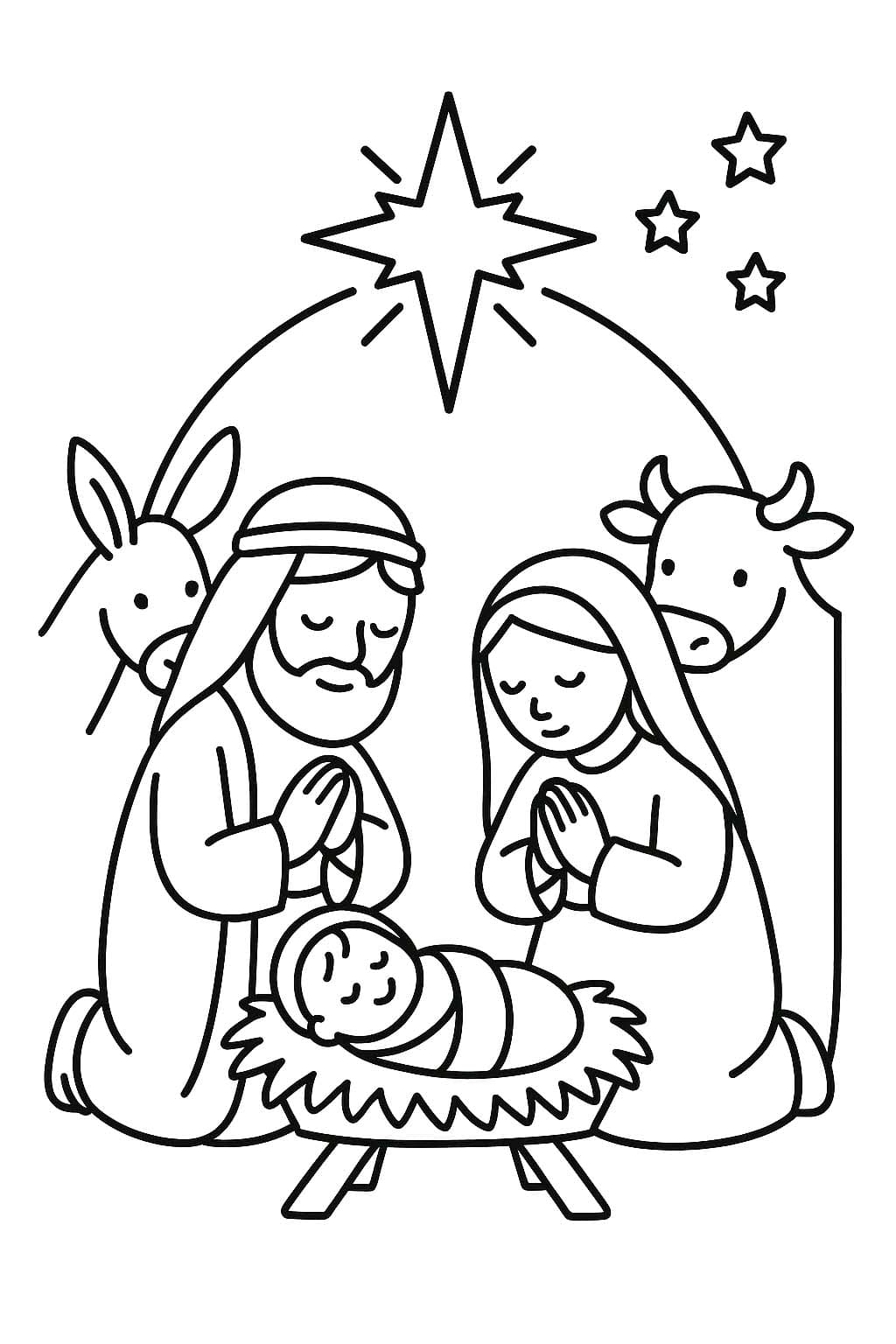 Kerststal afdrukbaar eenvoudig