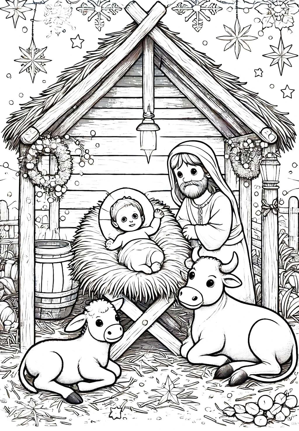 Kerststal afdrukbaar