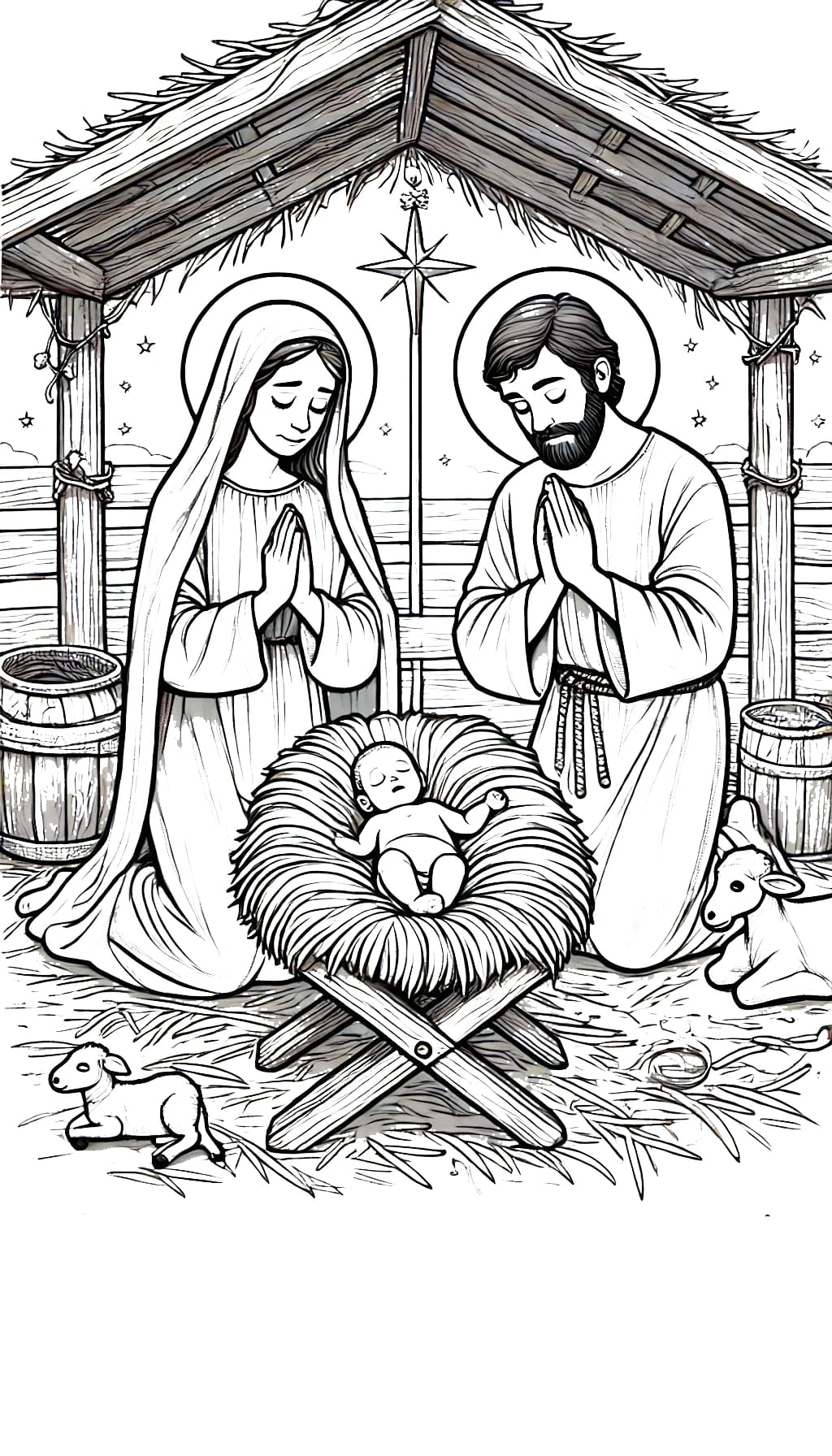 Kerststal gratis afdrukbaar voor kinderen