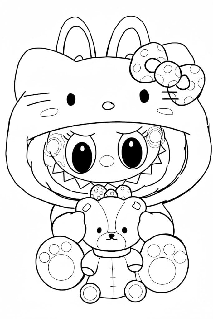 Labubu gratis afdrukbaar simpel