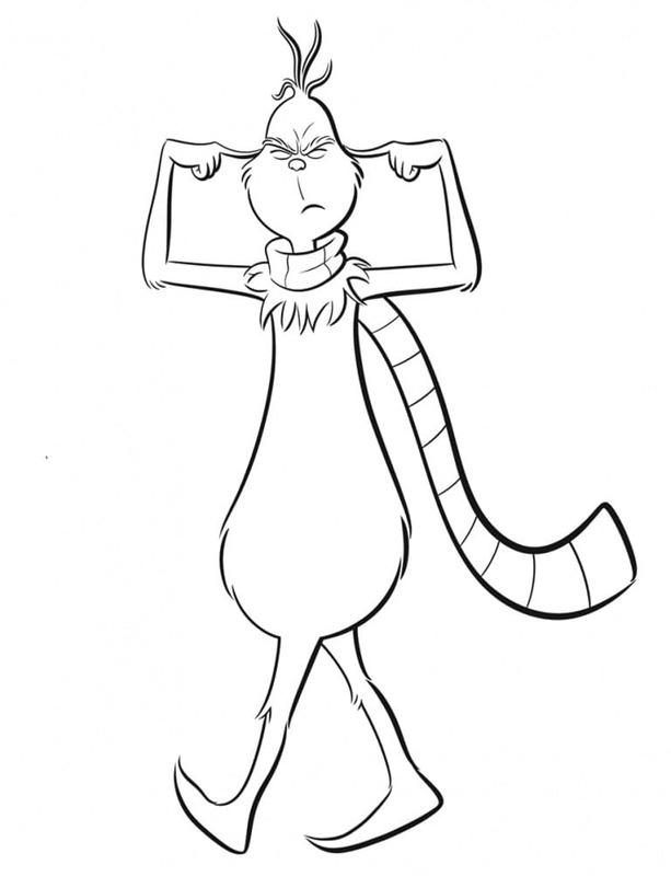 Tekenen Grinch gratis afdrukbaar basis