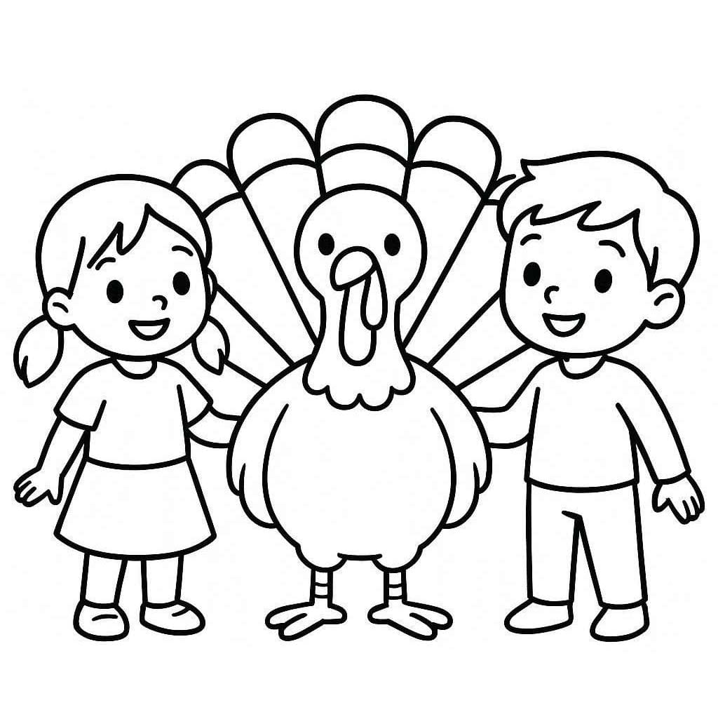 Tekenen Kalkoen gratis afdrukbaar simpel