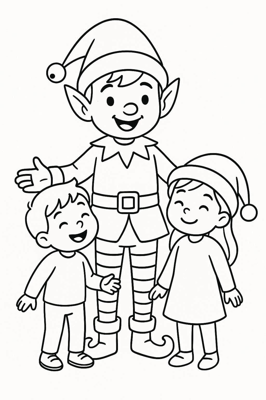 Tekenen Kerstelf gratis afdrukbaar simpel