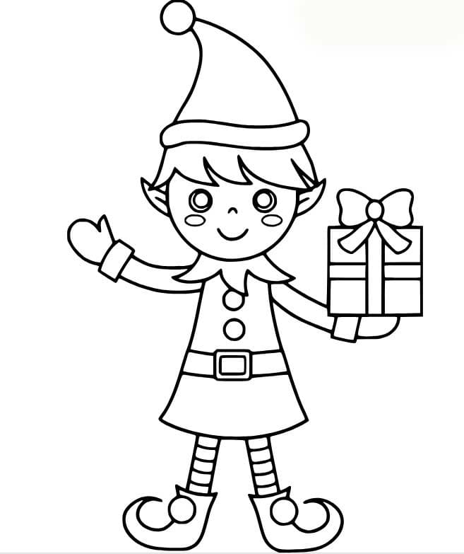 Tekenen Kerstelf gratis basis