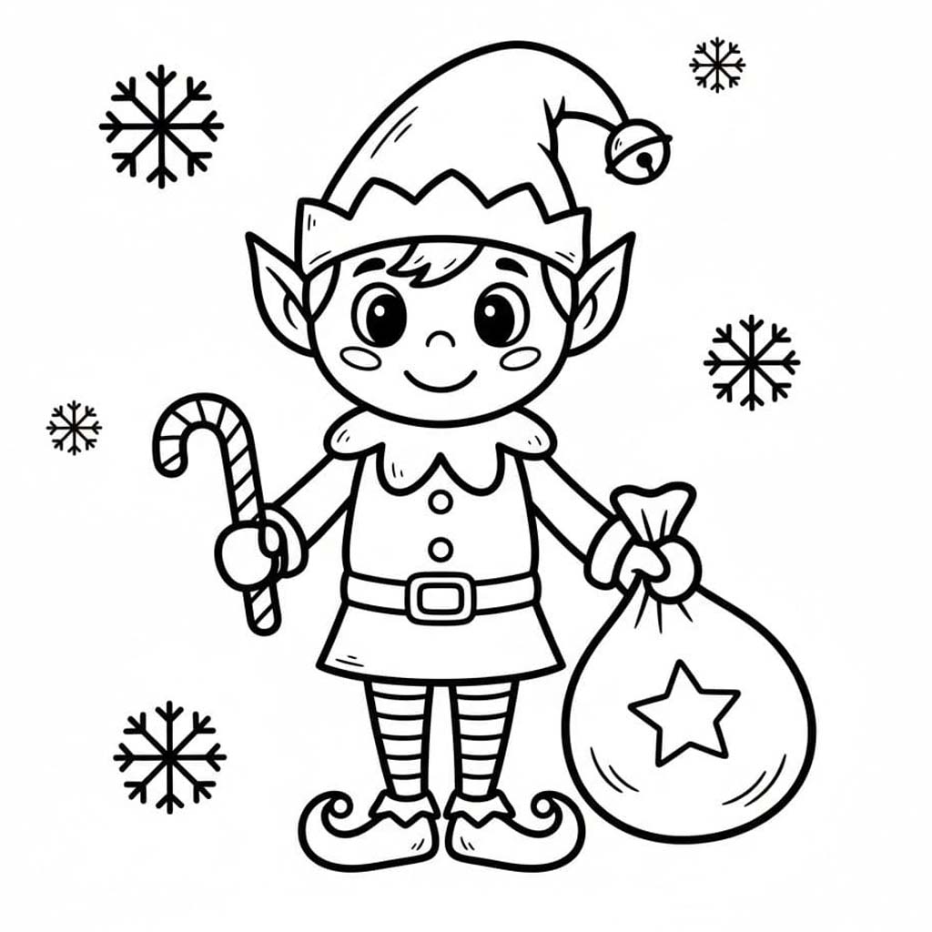 Tekenen Kerstelf gratis eenvoudig