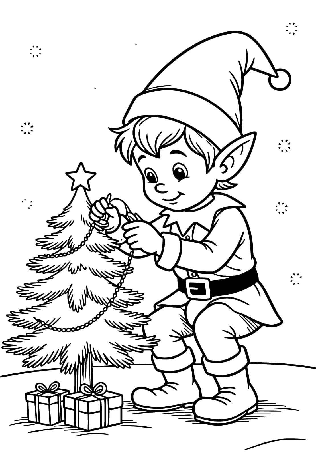 Tekenen Kerstelf gratis