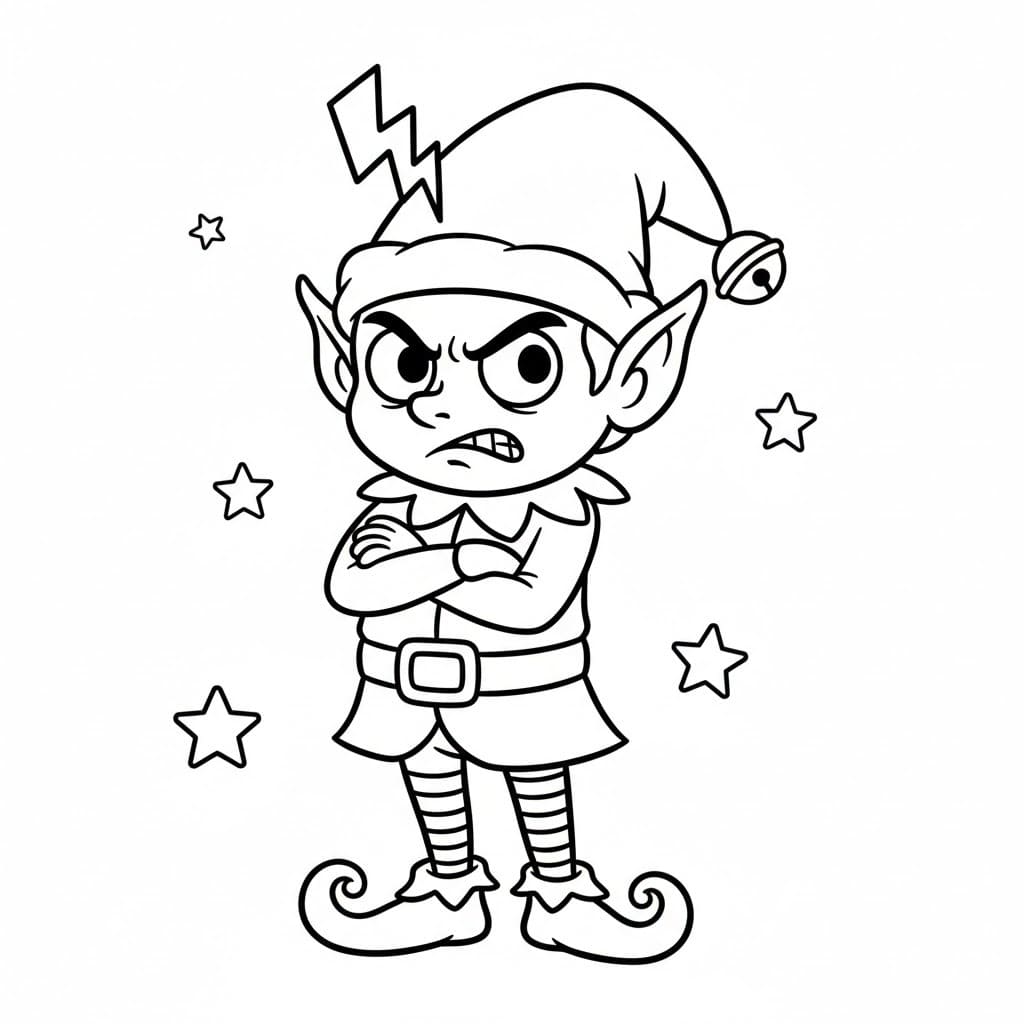 Tekenen Kerstelf gratis simpel