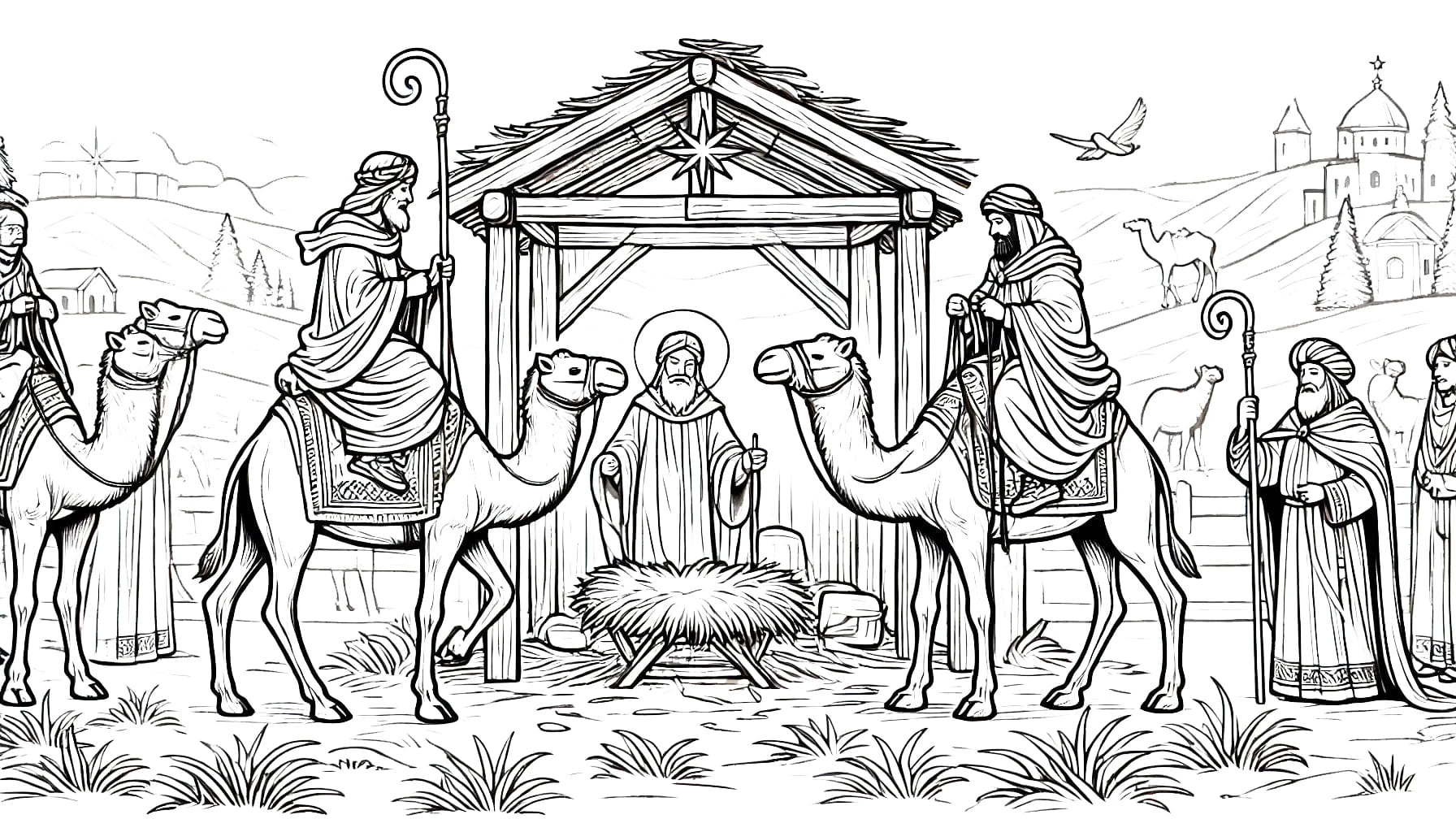 Tekenen Kerststal eenvoudig