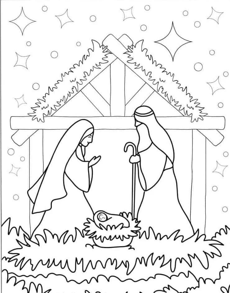 Tekenen Kerststal gratis basis