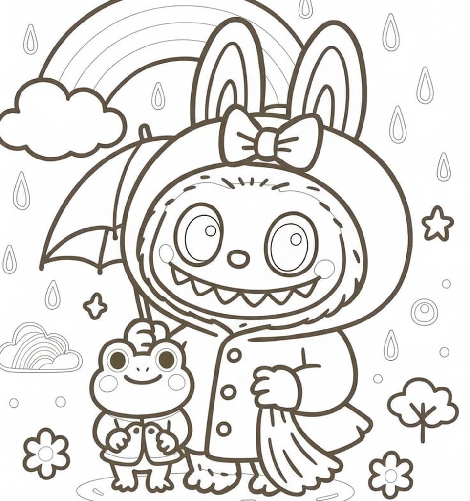 Tekenen Labubu afdrukbaar basis