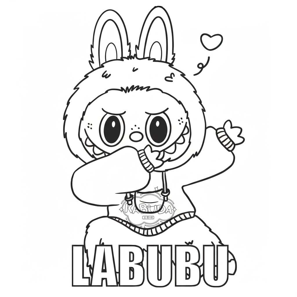 Tekenen Labubu afdrukbaar simpel