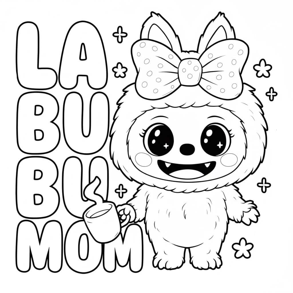 Tekenen Labubu gratis afdrukbaar eenvoudig