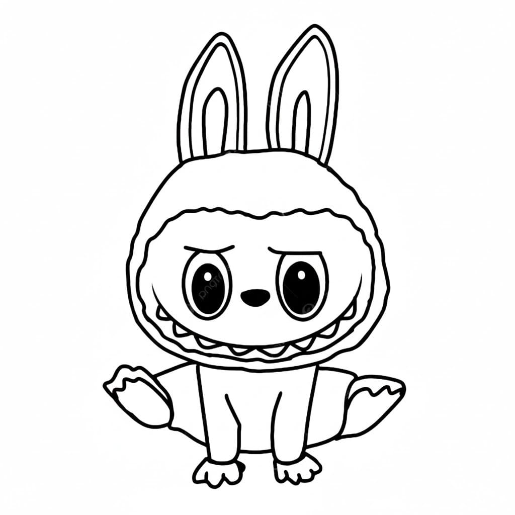 Tekenen Labubu gratis afdrukbaar simpel