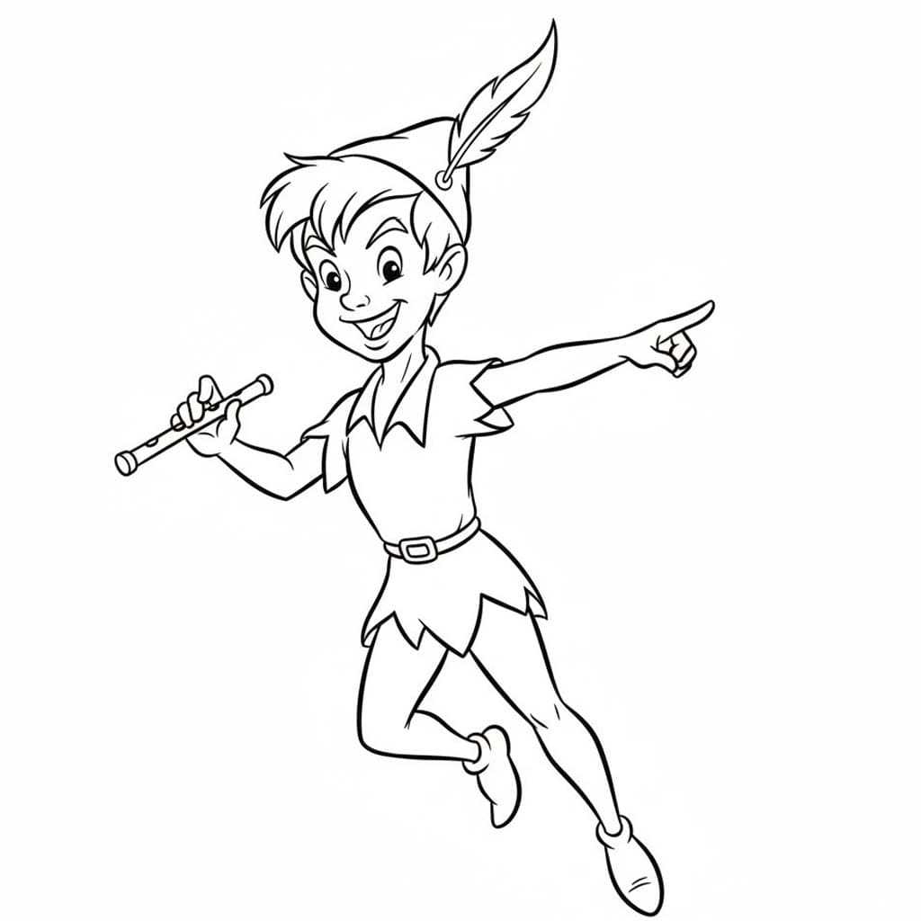 Tekenen Peter Pan afdrukbaar eenvoudig