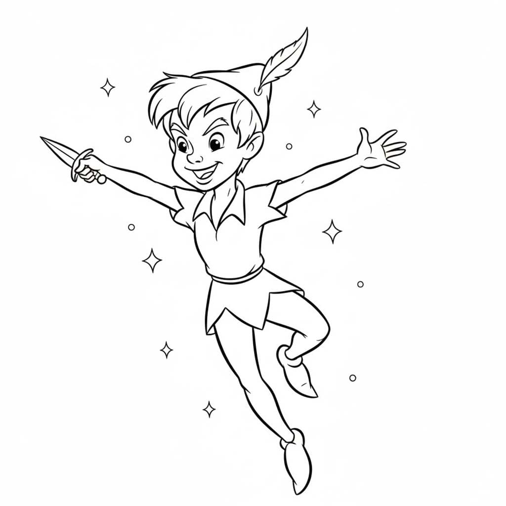 Tekenen Peter Pan gratis afdrukbaar eenvoudig